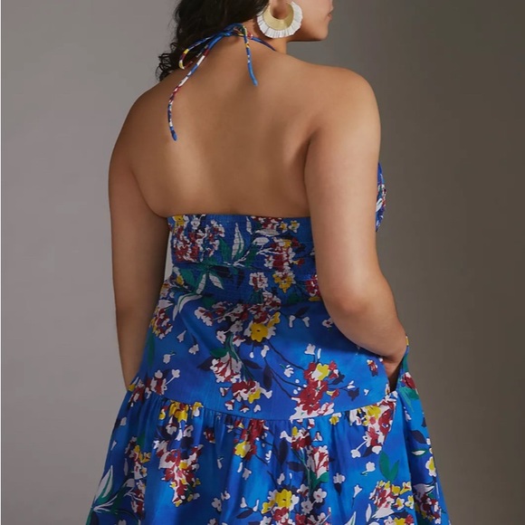 Anthropologie Blue Floral Mini Dress - Picture 2 of 6